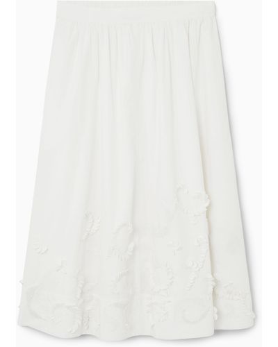 COS Embellished Circle-cut Midi Skirt - White