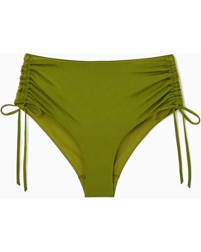COS Ruched High-waisted Bikini Briefs - Green