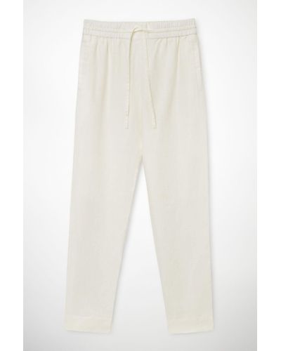 COS Linen Drawstring Pants - White