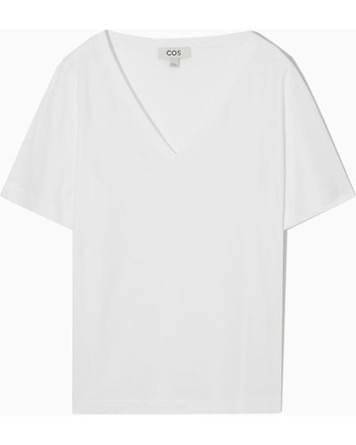 COS V-neck Linen T-shirt - White