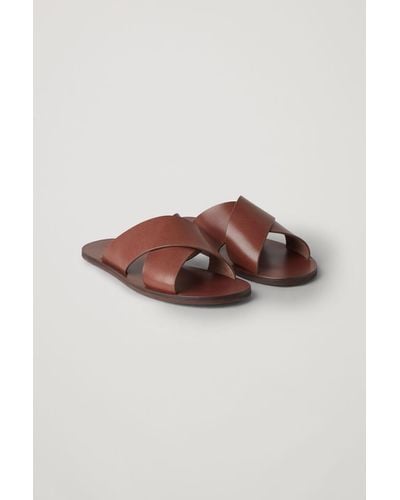 COS Crossover Leather Sandals - Natural