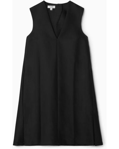 COS Button-detail Wool-blend Dress - Black