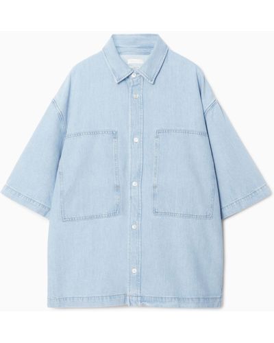 COS Oversized Short-sleeved Denim Shirt - Blue