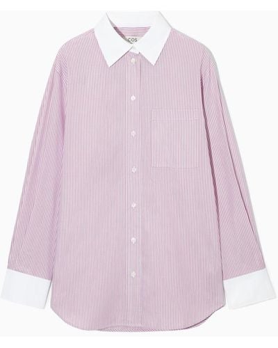 COS Oversized-hemd Mit Nadelstreifen - Pink