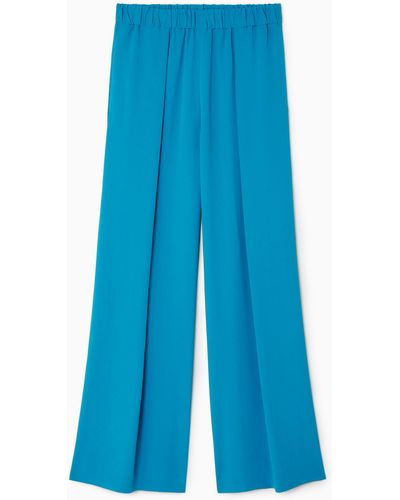 COS Pleated Elasticated Wide-leg Trousers - Blue