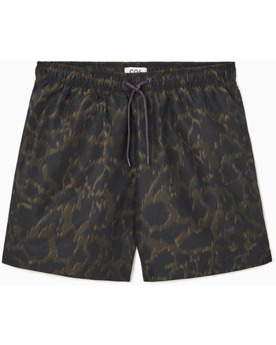 COS Printed Drawstring Swim Shorts - Black