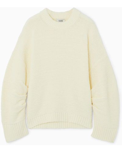 COS Gathered-sleeve Jumper - White