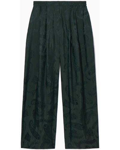 COS Wide-leg Paisley-jacquard Trousers - Green