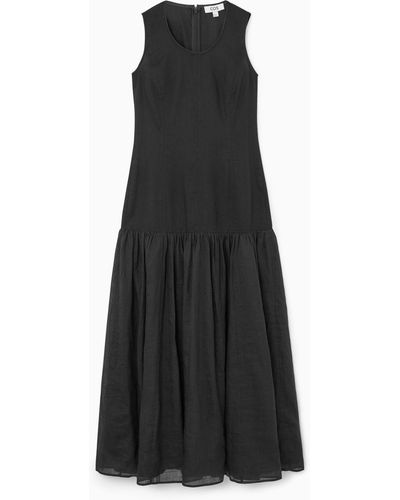 COS Dropped-waist Midi Dress - Black