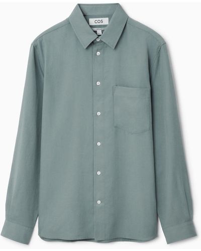 COS Tailored Twill Shirt - Regular - Blue