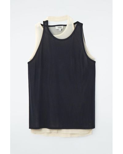 COS Layered Knitted Tank Top - Blue