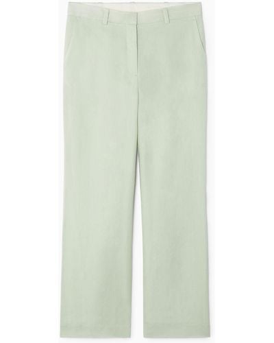 COS Linen-blend Flared Trousers - Green