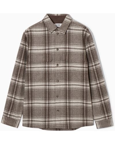 COS Checked Wool-flannel Overshirt - Brown