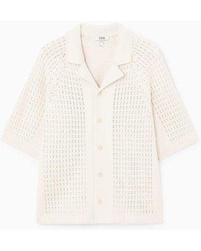 COS Camp-collar Open-knit Shirt - White