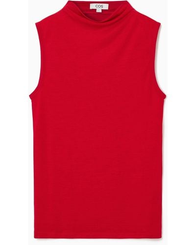 COS High-neck Sleeveless Tank Top - Red