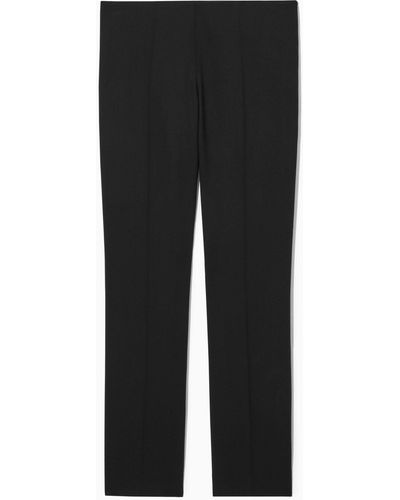 COS Low-rise Bootcut Wool-crepe Trousers - Black