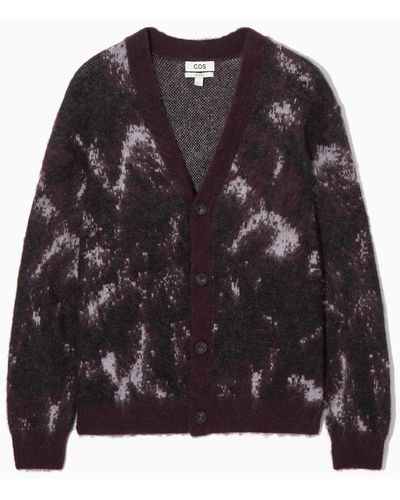 COS Strickjacke Aus Mohair-mix Mit V-ausschnitt - Schwarz