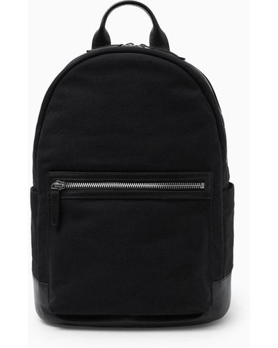 COS Leather-trimmed Canvas Backpack - Black