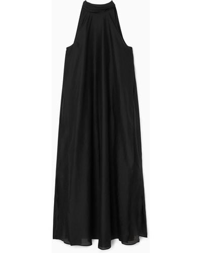 COS Halterneck A-line Maxi Dress - Black