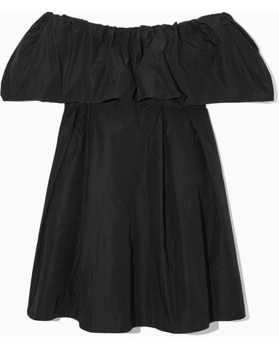 COS Voluminous Off-the-shoulder Mini Dress - Black