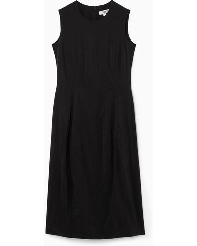COS Sleeveless Topstitched Midi Dress - Black