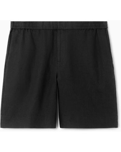 COS Elasticated Linen Shorts - Black