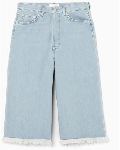 COS Lange Jeans-shorts Mit Fransenkanten - Blau
