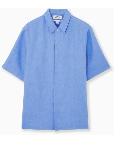 COS Short-sleeved Linen Shirt - Blue