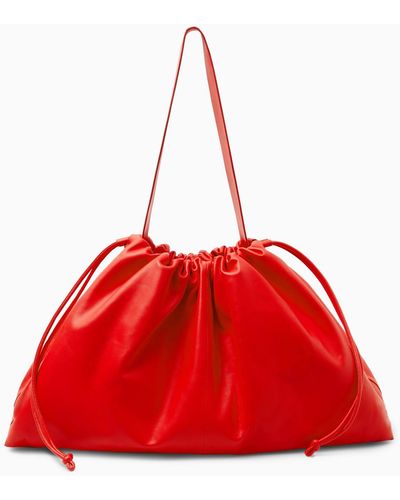 COS Cavatelli Oversized Clutch - Leather - Red