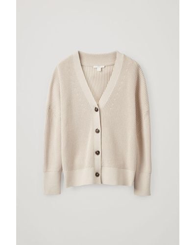 COS Mouline-knit Cardigan - Natural