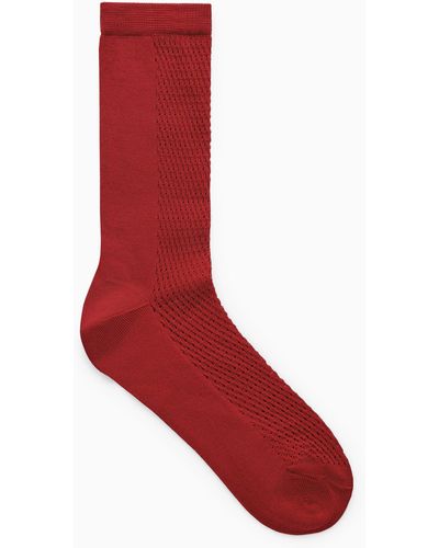 COS Pointelle Silk-blend Ankle Socks - Red