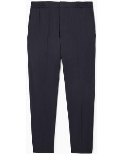 COS Tapered Elasticated Wool-twill Pants - Blue