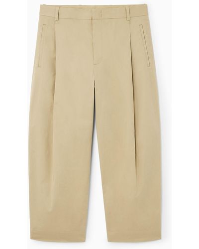COS Pleated Tapered Pants - Natural