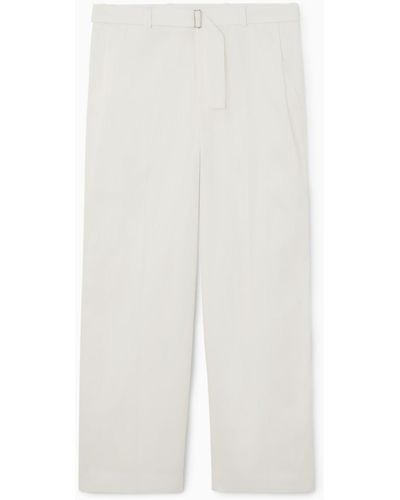 COS Belted Pleated Wide-leg Pants - White