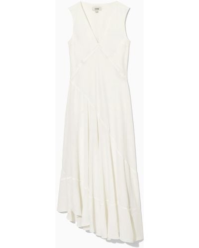 COS Floaty Asymmetric Midi Dress - White