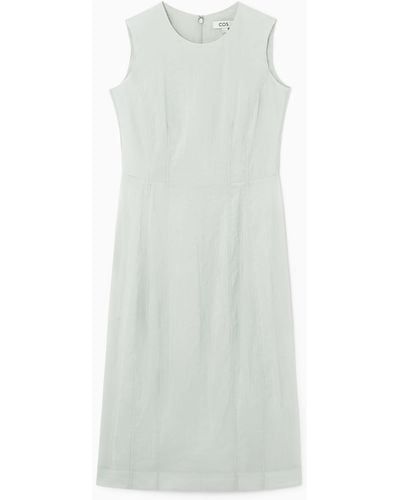 COS Sleeveless Topstitched Midi Dress - White