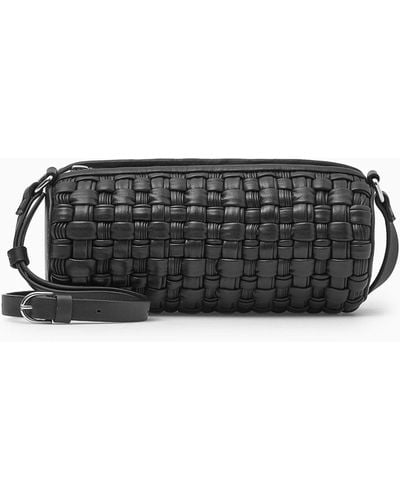 COS Braided Barrel Shoulder Bag - Leather - Black