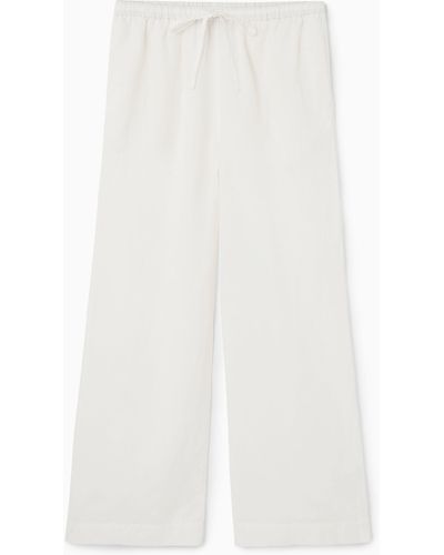 COS Wide-leg Linen Drawstring Trousers - White