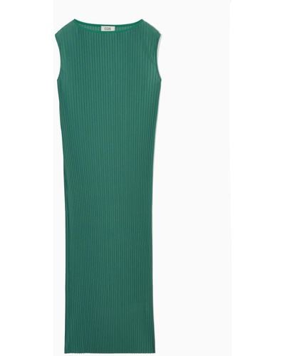 COS Sleeveless Pleated Maxi Dress - Green