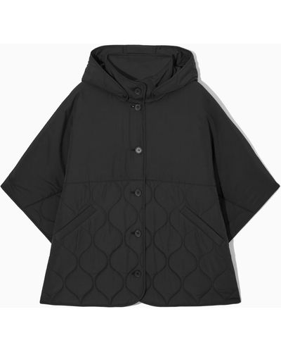 COS Hooded Padded Cape - Black