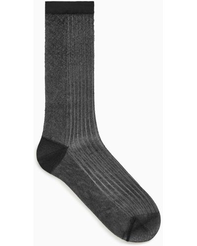 COS Ribbed Sheer Socks - Black