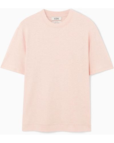 COS Short-sleeve Cotton-blend T-shirt - Pink