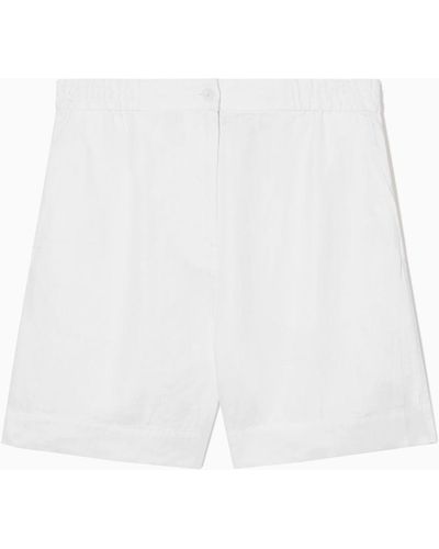COS Elasticated Linen Shorts - White