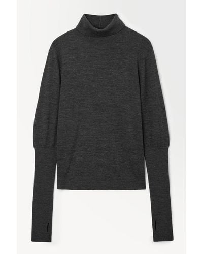 COS The Wool Roll-neck Sweater - Black