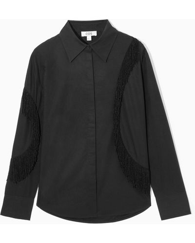 COS Oversized Embellished Fringed Shirt - Black