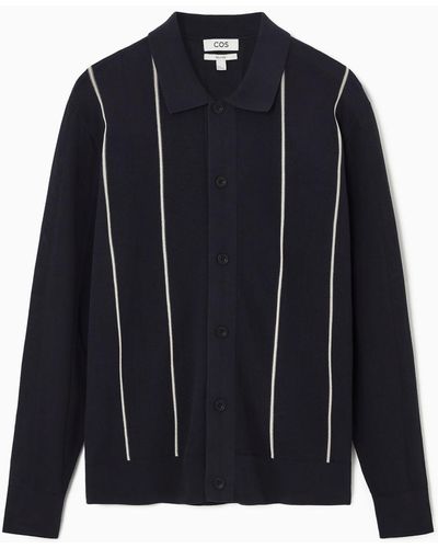 COS Striped Knitted Cardigan - Blue