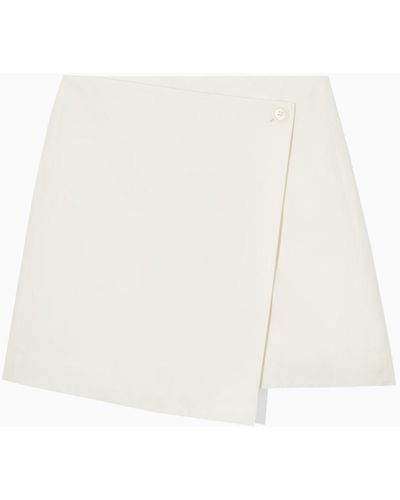 COS Asymmetric Mini Wrap Skirt - White