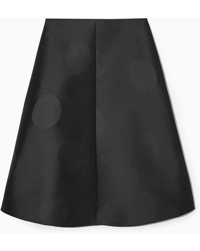 COS Polka-dot Taffeta Midi Skirt - Black
