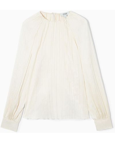 COS Plissé Long-sleeved Blouse - White