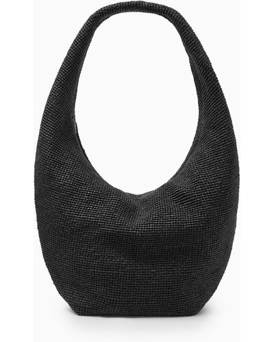 COS Oversized Sling Bag - Raffia - Black